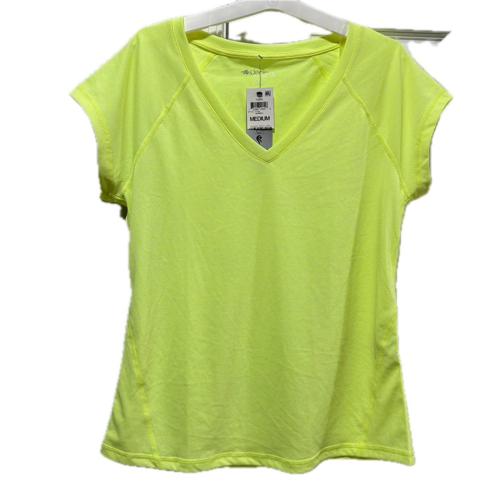 NWT Ideology Rapidry V Neck I-D Essentials Performance T-Shirt Barbell Lime